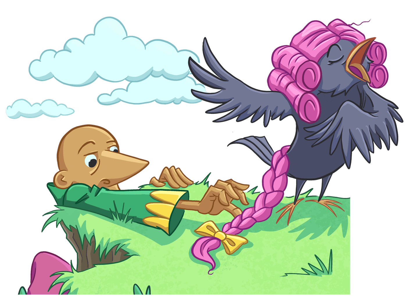 Animated graphic of a story scene from AoPS Language Arts Level 2 curriculum