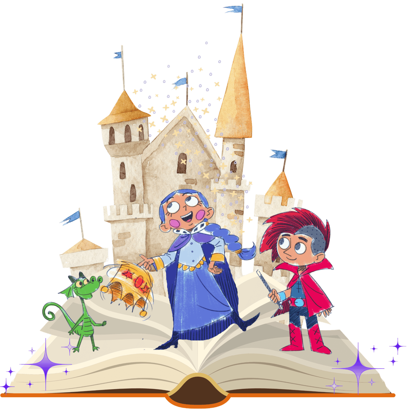 Elementary Language Arts animation with characters popping out of open book