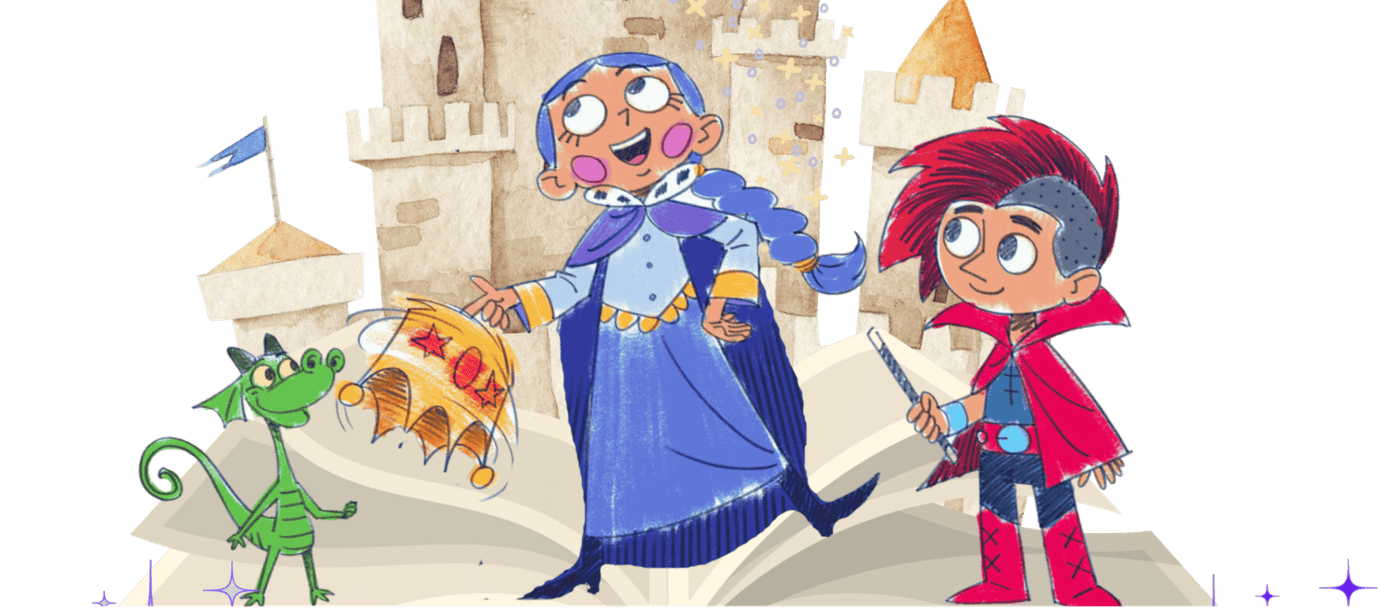 Elementary Language Arts animation with characters popping out of open book