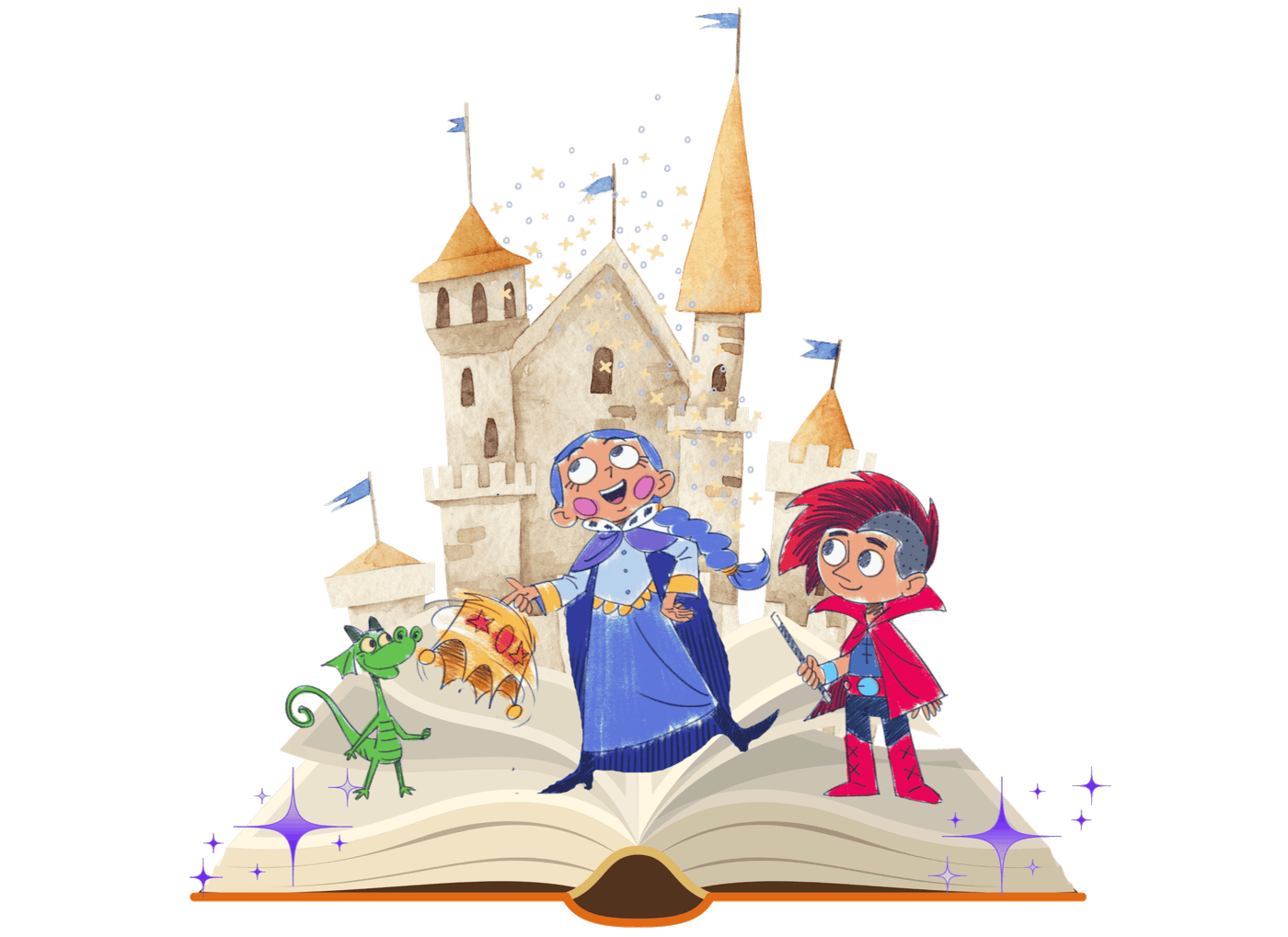 Elementary Language Arts animation with characters popping out of open book